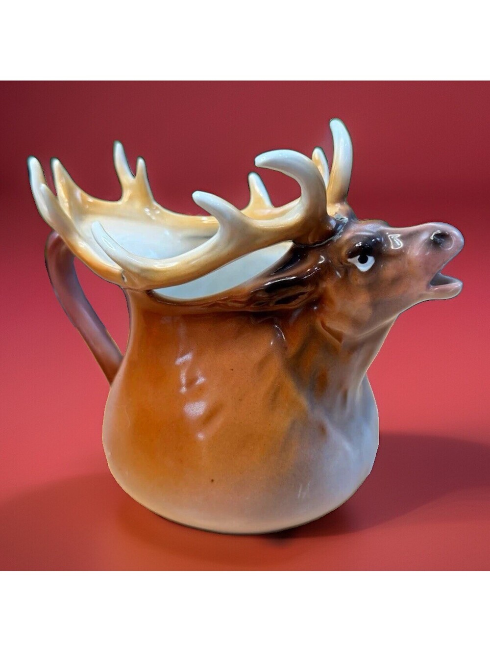 Royal Bayreuth Bavaria Moose Head Porcelain Creamer, Antlers, 1 Cup, 1902